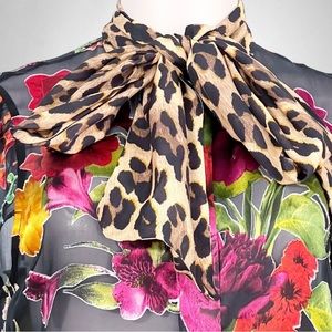 Alice + Olivia Jeannie Bow-collar Cap-sleeve Button-down Top Silk (L)